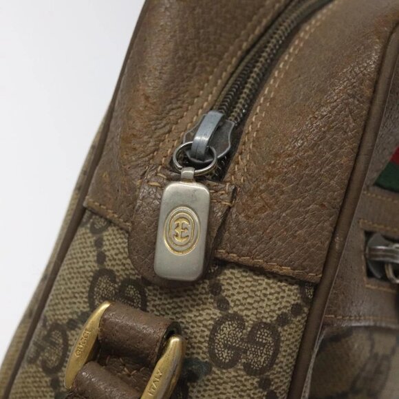 GUCCI GG Supreme Web Sherry Line Shoulder Bag PVC Leather Beige Red Auth - Picture 6 of 16